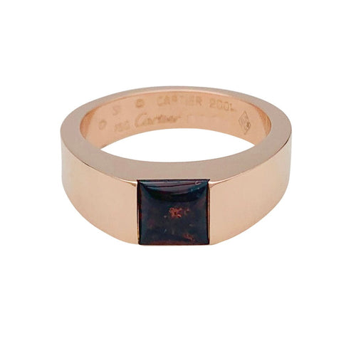 Bague 51 Bague Cartier, "Tank", or rose, grenat. 58 Facettes 31056