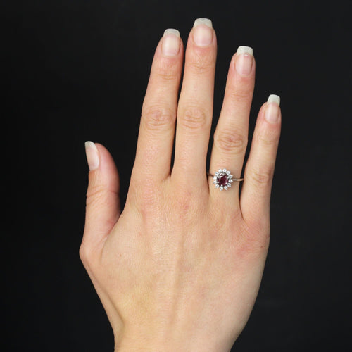 Bague 57 Bague marguerite rubis saphirs blancs 58 Facettes 23-272
