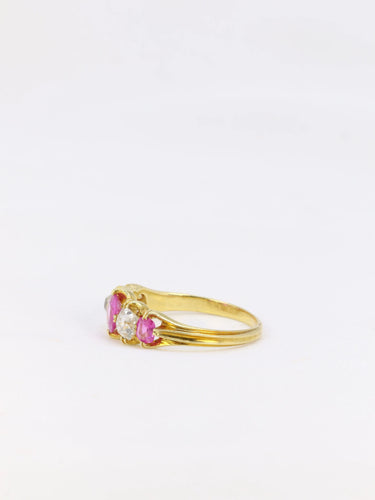 Bague Bague jarretière Saphirs roses Diamants taille ancienne 58 Facettes 842
