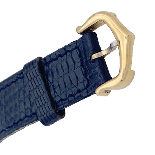 Montre Montre Cartier "Tank Must" argent plaqué or, cadran laqué bleu. 58 Facettes 33539