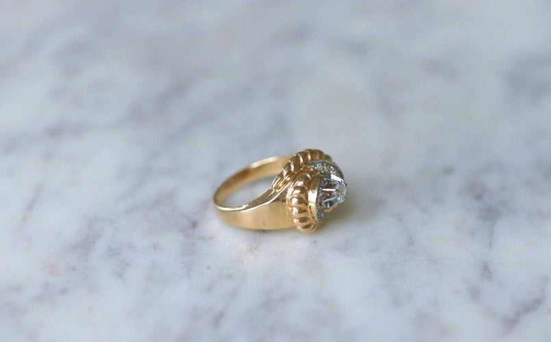 Bague Bague tourbillon vintage or rose et diamants 58 Facettes