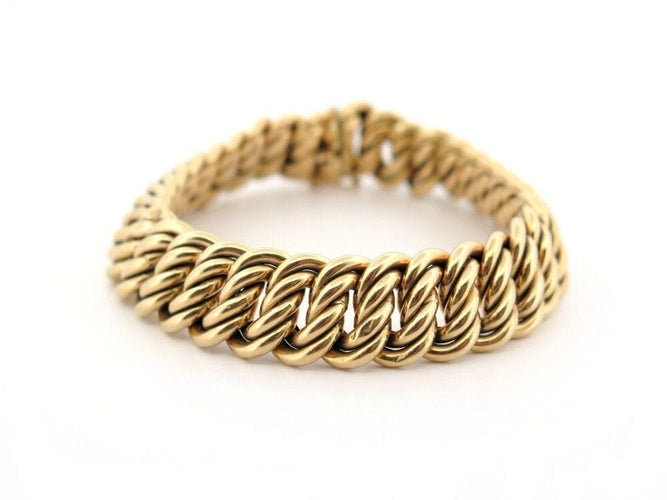 Bracelet bracelet large maille americaine en or jaune 18k 58 Facettes 254717