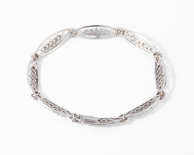 Bracelet Bracelet maillons ovales or et diamants 58 Facettes 0