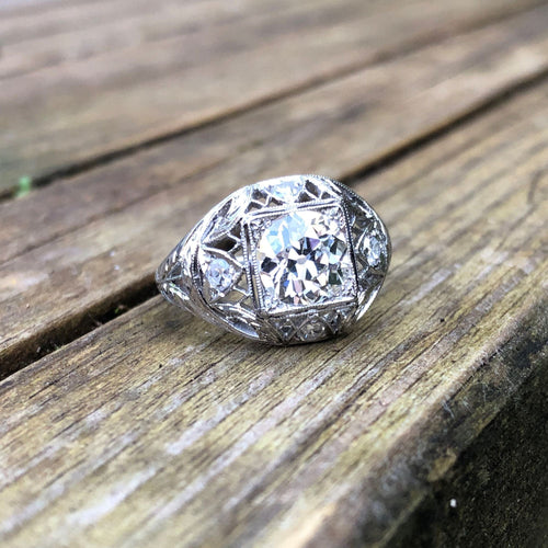 Bague 58 Bague ancienne diamants dentelle de platine 58 Facettes 20-088-55
