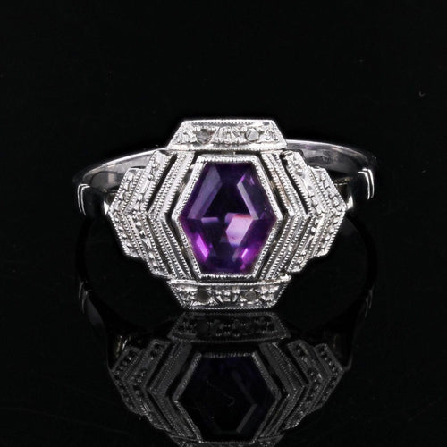 Bague 55 Bague art déco améthyste et diamants 58 Facettes 23-229