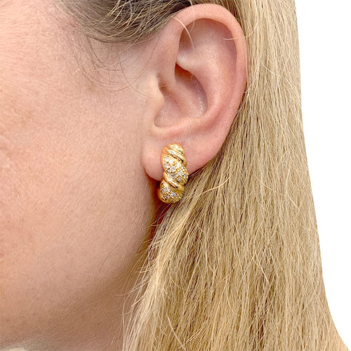 Boucles d'oreilles Boucles d'oreilles or jaune et diamants. 58 Facettes 32738