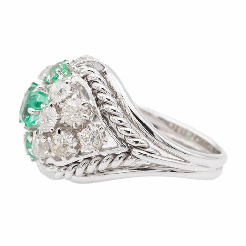 Bague 54 Bague Cocktail Or blanc Emeraude 58 Facettes 2538669CN