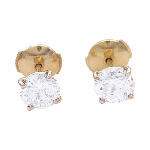 Boucles d'oreilles Puces d'oreilles en or jaune, diamants. 58 Facettes 32737