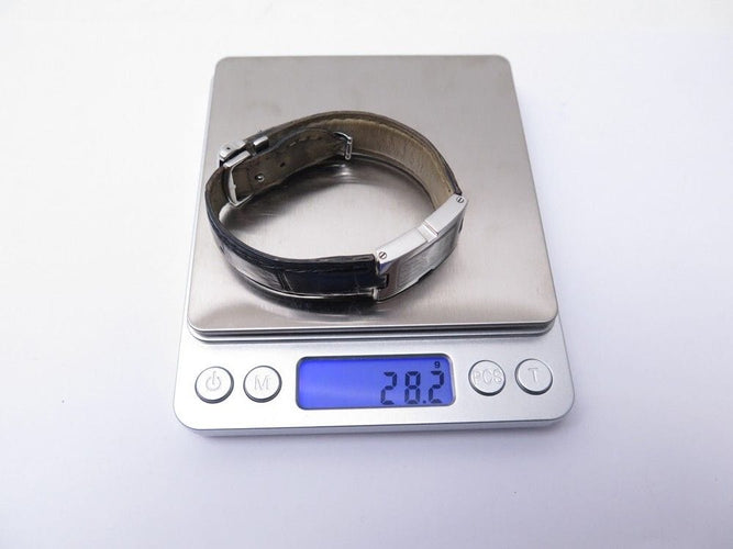 Montre montre FRED r12 100 quartz 30 mm en acier palladie & cuir croco 58 Facettes 241316