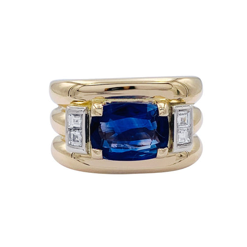 Bague 50 Bague, "Tank", or jaune, saphir, diamants. 58 Facettes 32294