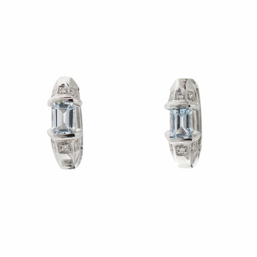 Boucles d'oreilles Boucles d'oreilles créoles diamants et aigues-marines 58 Facettes 19103