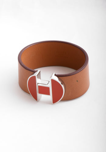 Bracelet Bracelet HERMES Manchette "2002" Cuir 58 Facettes 64426-60913