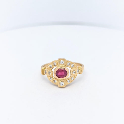 Bague Bague en or jaune diamants et rubis 58 Facettes 20019