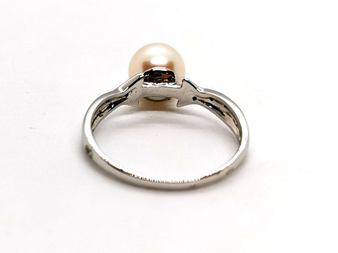 Bague 54 Bague Or blanc Perle 58 Facettes 1141388CD
