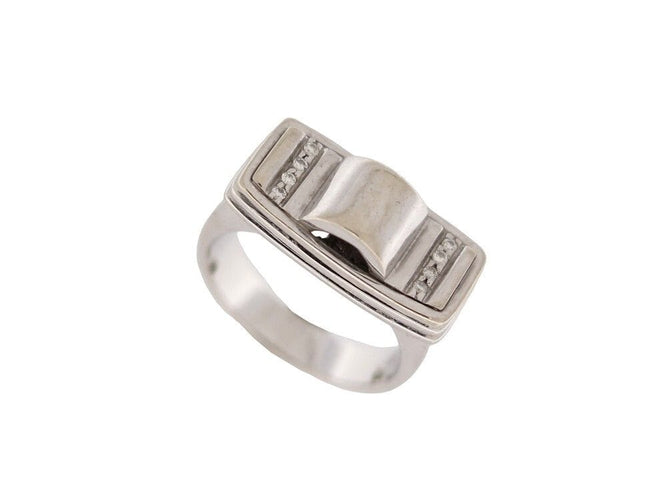 Bague 51 bague POIRAY pavee de 8 diamants t51 en or blanc 18k godrons 58 Facettes 252128