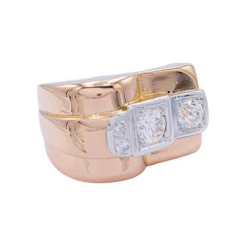 Bague 58 Bague Tank en or rose, platine, diamants. 58 Facettes 32287
