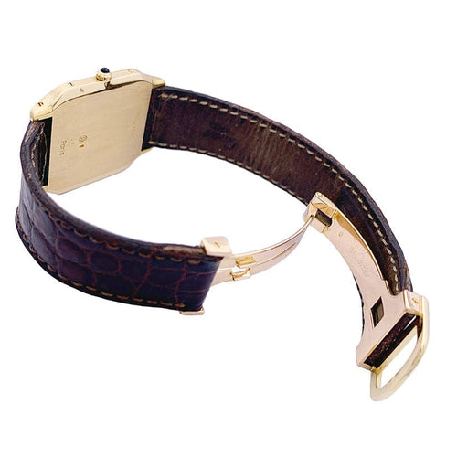 Montre Montre Cartier ,"Santos Dumont", or jaune, cuir. 58 Facettes 33205