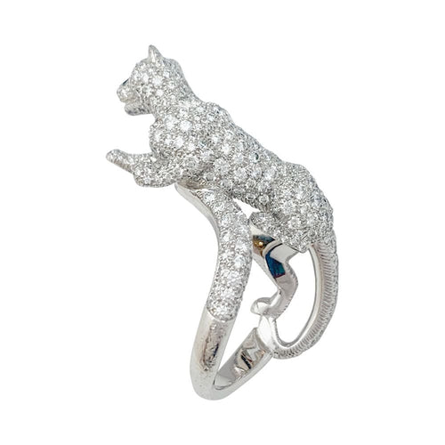 Bague 51 Bague Haute Joaillerie Cartier, "Panthère de Cartier", or blanc, diamants. 58 Facettes 31543