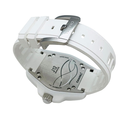 Montre Montre Chanel "J12 Marine" en acier et céramique et caoutchouc blanc. 58 Facettes 30565