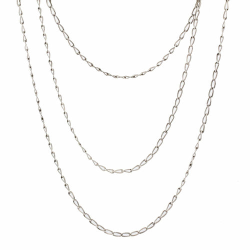 Collier Sautoir en argent ciselé ancien 58 Facettes 19-459A
