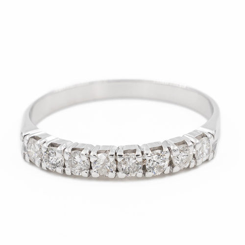 Bague 56 Bague Demi alliance Or blanc Diamant 58 Facettes 2225474CN