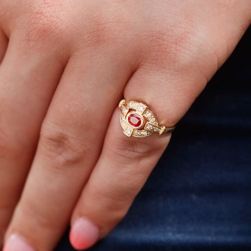 Bague Bague en or jaune diamants et rubis 58 Facettes 20019