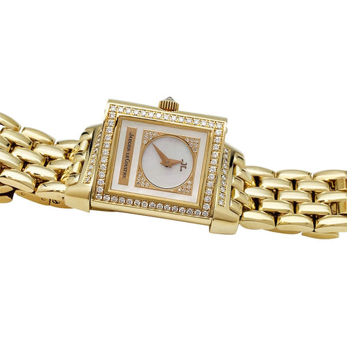 Montre Montre Jaeger Lecoultre "Reverso Duetto" en or jaune, nacre et diamants. 58 Facettes 30786