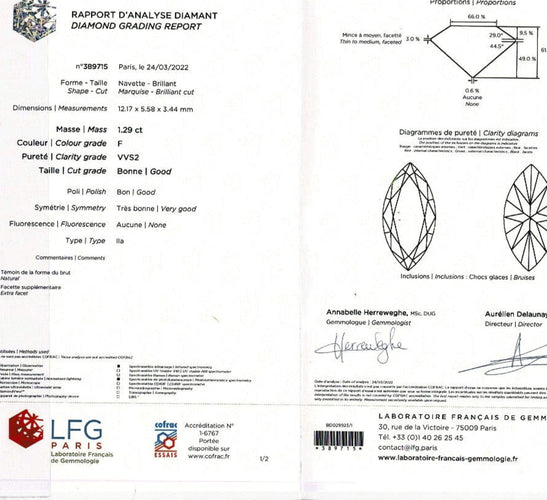 Bague 60 Bague en platine diamant 1,29 carat. 58 Facettes 31308