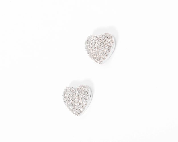Boucles d'oreilles Boucles d'oreilles or gris forme cœur, diamants 58 Facettes