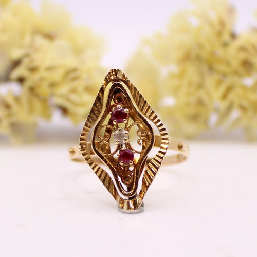 Bague 60 Bague Rétro rubis, oxyde de zirconium 58 Facettes