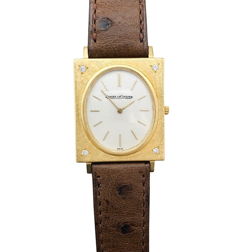 Montre Montre Jaeger Lecoultre en or jaune, diamants, bracelet cuir. 58 Facettes 29595