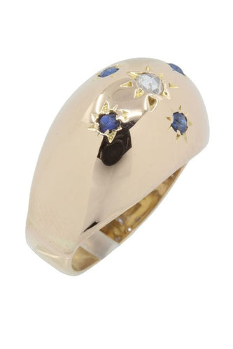Bague BAGUE BOULE ANCIENNE SAPHIRS ET DIAMANT 58 Facettes 039451