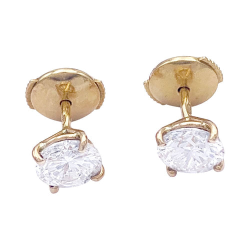 Boucles d'oreilles Puces d'oreilles en or jaune, diamants. 58 Facettes 32737