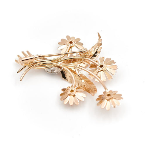 Collier Broche Fleur Or rose Diamant 58 Facettes 1969276CN
