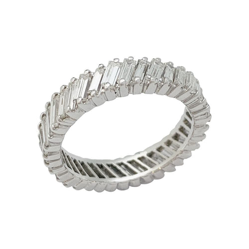 Bague 55.5 Bague en or blanc, diamants baguettes. 58 Facettes 31280