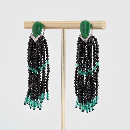 Boucles d'oreilles Boucles d'oreilles jades diamants et agates 58 Facettes 22-191