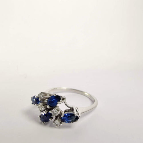 Bague Bague en or blanc diamants et saphirs 58 Facettes 5555