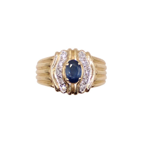 Bague Bague vintage saphir et diamants sur or jaune 58 Facettes