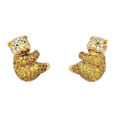 Boucles d'oreilles Boucles d'oreilles Van Cleef & Arpels, "Oursons", or jaune, diamants et saphirs. 58 Facettes 31391
