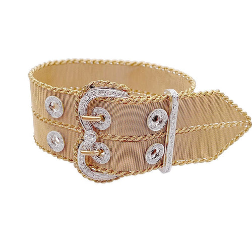 Bracelet Bracelet vintage "Ceinture", or rose et diamants. 58 Facettes 32557