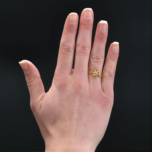 Bague 58 Bague ancienne fleur or rose 58 Facettes 22-503