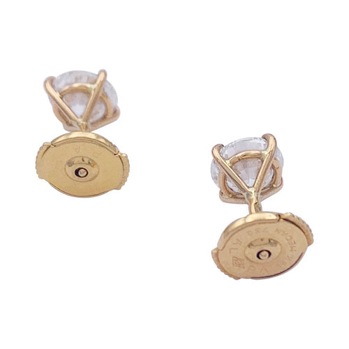 Boucles d'oreilles Puces d'oreilles en or jaune, diamants. 58 Facettes 32737