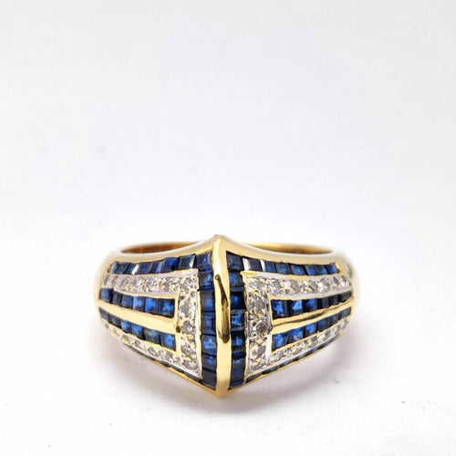 Bague Bague en or jaune diamants et saphirs 58 Facettes 20092