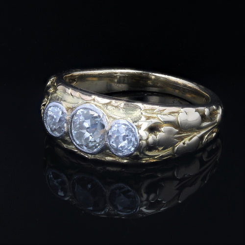 Bague 58 Bague jonc ancienne 3 diamants 58 Facettes 22-572