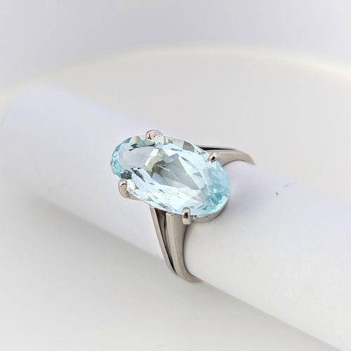 Bague Bague or blanc et aigue-marine 58 Facettes 24232