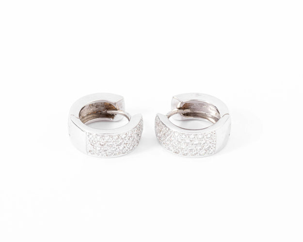 Boucles d'oreilles Boucles d'oreilles en demi-créole or gris et diamants 58 Facettes
