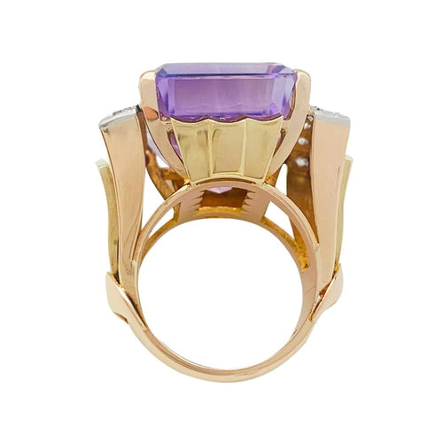 Bague 53 Bague Tank en or rose, améthyste, diamants. 58 Facettes 31369