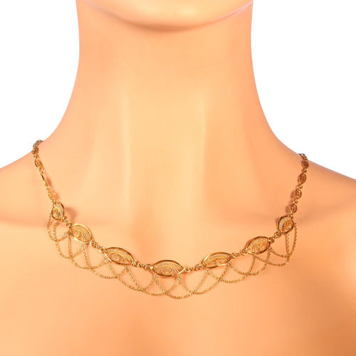 Collier Collier en filigrane d'or, perles de graines naturelles 58 Facettes 23039-0116