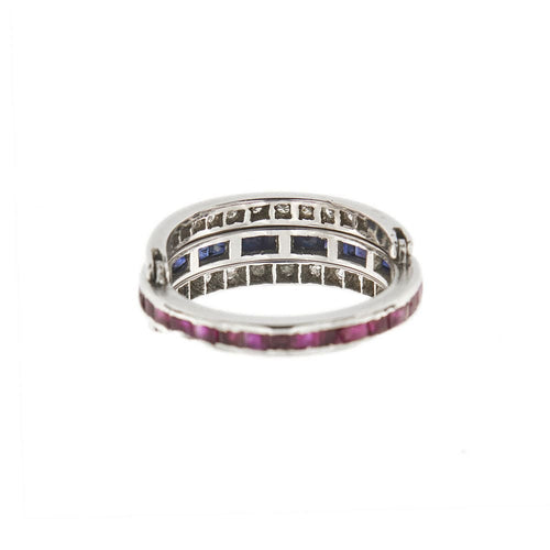 Bague 55 Bague Art Déco avec saphirs, rubis et diamants 58 Facettes 28944