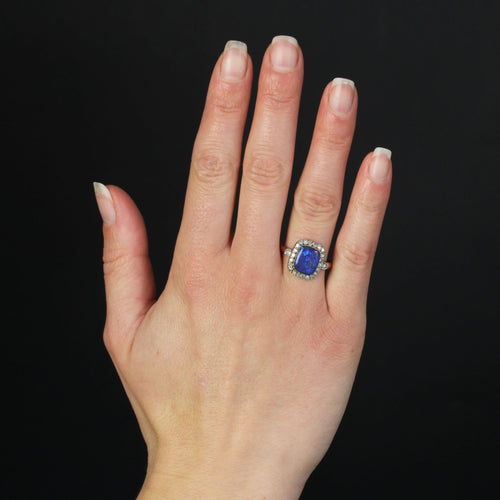 Bague 57 Bague ancienne opale noire et diamants 58 Facettes 23-312